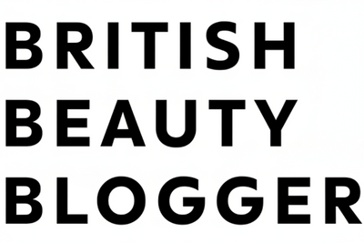 Text 'BRITISH BEAUTY BLOGGER' in black on a white background