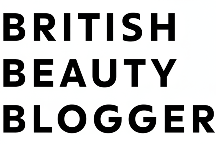 Text 'BRITISH BEAUTY BLOGGER' in black on a white background